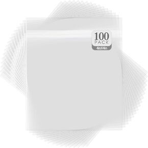 Golden State Art, Pack of 100, 4x4 inches Acid-Free Crystal Clear Sleeves Storage Bags for Photo Prints Framing Mats Mattes