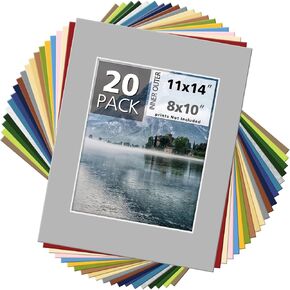 Mat Board Center, 20 Pack, 11x14 Picture Mats for 8x10 Photo, Mixed Color in Saudi Arabia