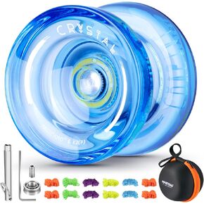 MAGICYOYO K2 Responsive Yoyo for Kids, Professional Plastic Crystal Yoyo for Beginner , Dual Purpose Yoyo Replacement Unresponsive Yoyo Bearing with 12 Yoyo Strings + Yoyo Case Bag (Crystal Gradient)