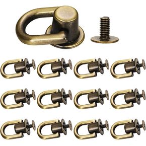 Ripeng 12 Pieces D Ring Stud Screw Ball Head Buttons for Purse Rotatable Ball D Ring Stud Metal Ring DIY Leather Purse Backpack Belt Craft Accessories Decoration (Gold) in Kuwait