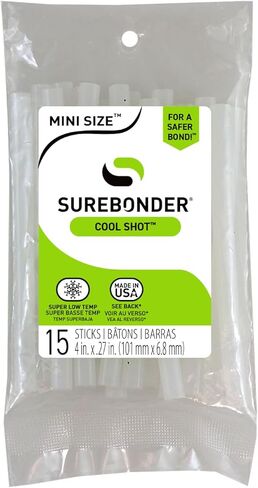 Surebonder Clear Cool Shot Ultra Low-Temp 4-Inch Mini Hot Glue Sticks for Foam, Fabric, Balloons - Use with Cool Shot Glue Gun - 15 Pack in Saudi Arabia