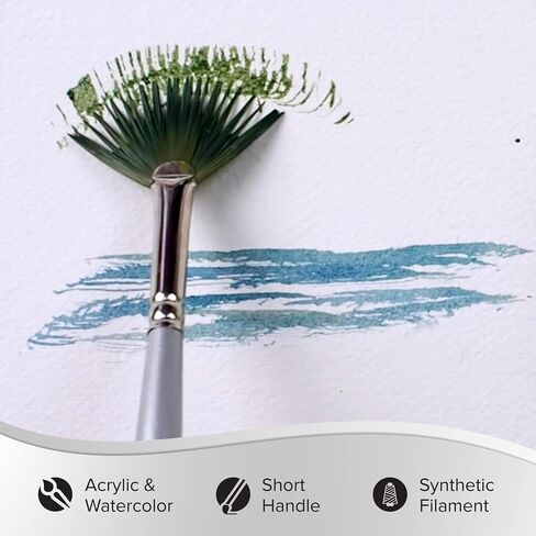 Silver Brush Limited 1504S6 Silverwhite Fan Brush, Watercolor, Acrylics, Gouache or Oil Brush, Size 6, Short Handle in Saudi Arabia