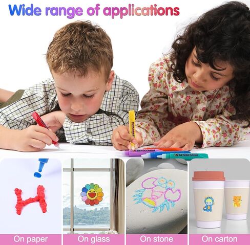 أقلام رسم فقاعات الفشار DIY من Grenben، أقلام منتفخة سحرية، أقلام منتفخة تعمل بالحرارة، قلم فقاعات منتفخ منتفخ ثلاثي الأبعاد آمن للفن، قلم طلاء ملون للفشار السحري للأطفال هدية عيد الميلاد (عبوتان) in Kuwait