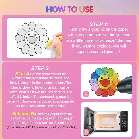 أقلام رسم فقاعات الفشار DIY من Grenben، أقلام منتفخة سحرية، أقلام منتفخة تعمل بالحرارة، قلم فقاعات منتفخ منتفخ ثلاثي الأبعاد آمن للفن، قلم طلاء ملون للفشار السحري للأطفال هدية عيد الميلاد (عبوتان) in Kuwait