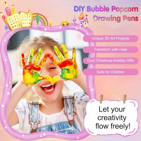 أقلام رسم فقاعات الفشار DIY من Grenben، أقلام منتفخة سحرية، أقلام منتفخة تعمل بالحرارة، قلم فقاعات منتفخ منتفخ ثلاثي الأبعاد آمن للفن، قلم طلاء ملون للفشار السحري للأطفال هدية عيد الميلاد (عبوتان) in Kuwait
