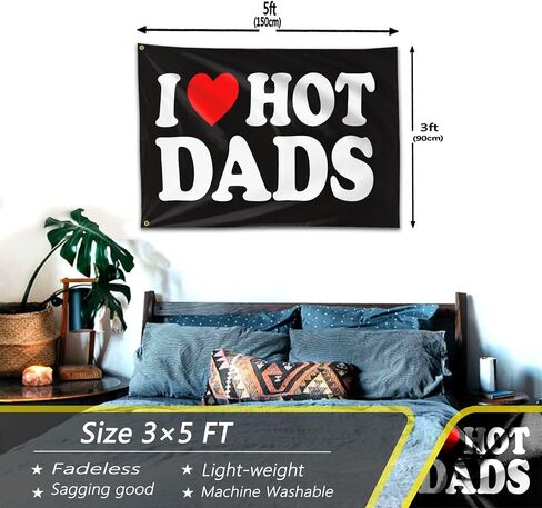 I Love Dads Flag I Hot Love Dads Flags 3x5 Ft Funny Decoration Banner for Indoor Outdoor and College Dorm Wall Decor - Father'S Day Birthday Tapestry Gifts in Saudi Arabia