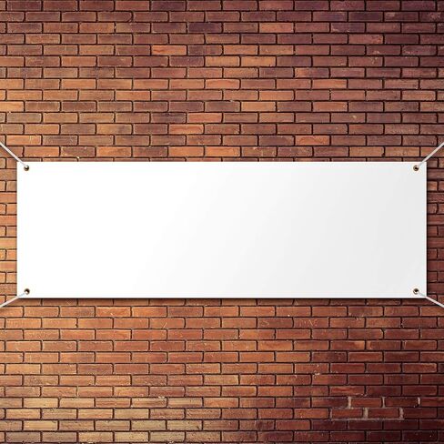 لافتات وعلامات كبيرة من قماش أكسفورد البوليستر الفارغ، سهلة التعليق، لافتة DIY مع حبل معلق للجدار الداخلي، مكتب العمل الخارجي (أبيض، 2 × 6 أقدام) in Kuwait