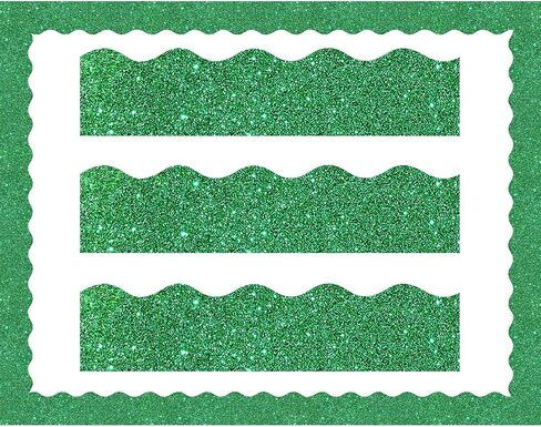 Containlol 118 Ft Glitter Bulletin Board Borders, 120 Sheets Scalloped Classroom Border Trim for School Decor, St. Patrick’s Day, Back to School & Seasonal Displays(Blue) in Kuwait
