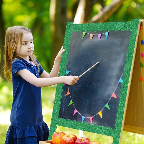 Containlol 118 Ft Glitter Bulletin Board Borders, 120 Sheets Scalloped Classroom Border Trim for School Decor, St. Patrick’s Day, Back to School & Seasonal Displays(Blue) in Kuwait