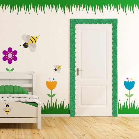 Containlol 118 Ft Glitter Bulletin Board Borders, 120 Sheets Scalloped Classroom Border Trim for School Decor, St. Patrick’s Day, Back to School & Seasonal Displays(Blue) in Kuwait