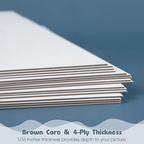 Golden State Art 9x12 White Backing Board, 10 Pack Backer Boards for Print | 4-Ply Thickness Uncut Matte Cardboard, Ideal for Art Prints, Carfts, Photos, Framing Back support in Saudi Arabia