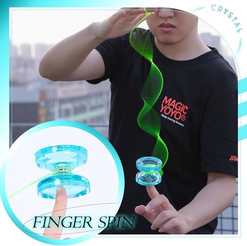 MAGICYOYO K2 Crystal Yoyo احترافية سريعة الاستجابة للأطفال المبتدئين، يويو ثنائي الغرض مع محمل يويو إضافي غير مستجيب للمتقدم + 12 خيط يويو + أداة إزالة + حقيبة تخزين (أخضر) in Kuwait