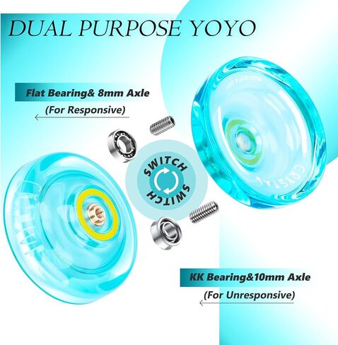 MAGICYOYO K2 Crystal Yoyo احترافية سريعة الاستجابة للأطفال المبتدئين، يويو ثنائي الغرض مع محمل يويو إضافي غير مستجيب للمتقدم + 12 خيط يويو + أداة إزالة + حقيبة تخزين (أخضر) in Kuwait
