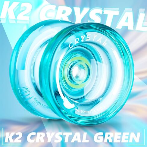 MAGICYOYO K2 Crystal Yoyo احترافية سريعة الاستجابة للأطفال المبتدئين، يويو ثنائي الغرض مع محمل يويو إضافي غير مستجيب للمتقدم + 12 خيط يويو + أداة إزالة + حقيبة تخزين (أخضر) in Kuwait