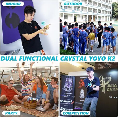 MAGICYOYO K2 Crystal Yoyo احترافية سريعة الاستجابة للأطفال المبتدئين، يويو ثنائي الغرض مع محمل يويو إضافي غير مستجيب للمتقدم + 12 خيط يويو + أداة إزالة + حقيبة تخزين (أخضر) in Kuwait