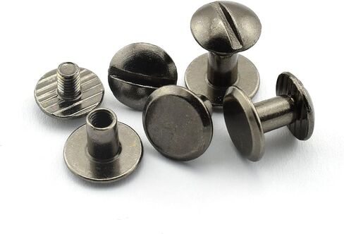 LQ الصناعية 30 مجموعات شيكاغو المسمار M4X6mm جولة مشقوق رئيس الكربون الصلب ملزمة مسامير برشام كتاب ملزمة DIY الجلود الحرفية الجمعية الترباس 1/4 "أسود in Kuwait