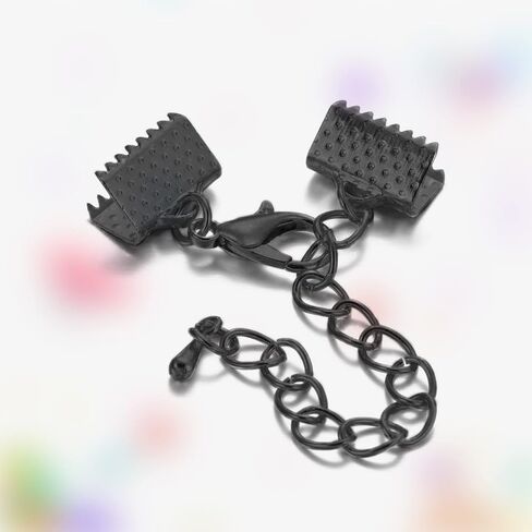 150 قطعة من أطراف تجعيد الشعر لصنع المجوهرات، مشابك نهاية سوار بمشبك شريطي وأطراف مجعدة ومشابك تثبيت جلدية لحرف خلخال يدوية (بندقية سوداء، 5 مقاسات) in Kuwait