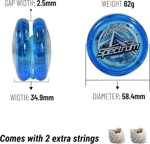 Yomega Spectrum - تضيء لعبة Fireball Transaxle YoYo مع مصابيح LED للعب خدعة السلسلة المتوسطة والمتقدمة والمحترفة + سلسلتين إضافيتين وضمان لمدة 3 أشهر (شفاف) in Kuwait
