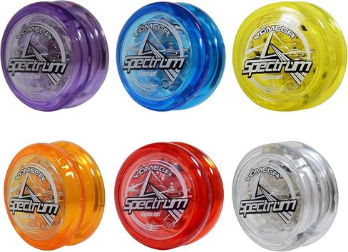 Yomega Spectrum - تضيء لعبة Fireball Transaxle YoYo مع مصابيح LED للعب خدعة السلسلة المتوسطة والمتقدمة والمحترفة + سلسلتين إضافيتين وضمان لمدة 3 أشهر (شفاف) in Kuwait