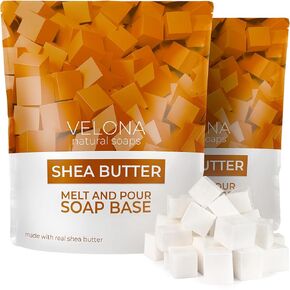 velona 4 LB - SHEA Butter Soap Base Pre-Cut Cubes | SLS/SLES Free | Glycerin Melt and Pour | Natural Bars for The Best Result for Soap-Making