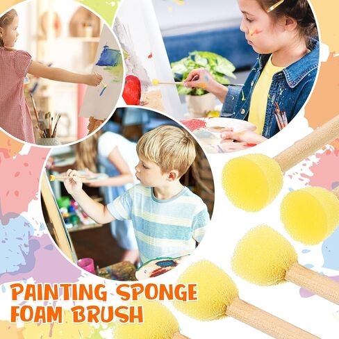 Sabary 100 Pcs Round Sponge Foam Brushes with Wooden Handle, 0.6 Inch in Kuwait
