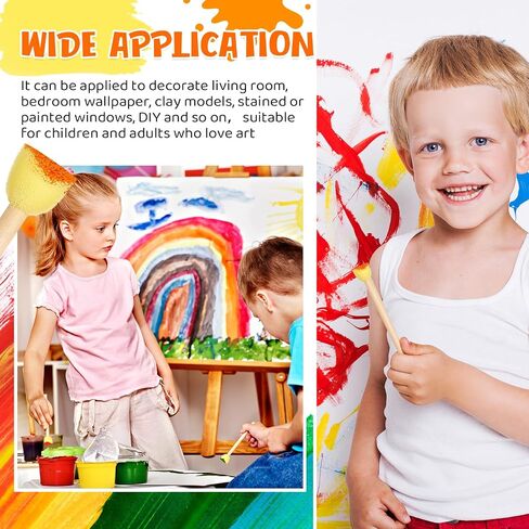 Sabary 100 Pcs Round Sponge Foam Brushes with Wooden Handle, 0.6 Inch in Kuwait