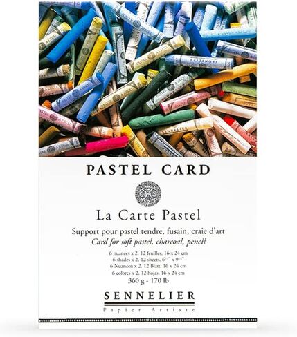 Sennelier Pastel Dry Card (Fine Sandpaper Grain) Pad 24 x 16 cm 12 Sheets of 6 Assorted Colours 360 g in Saudi Arabia