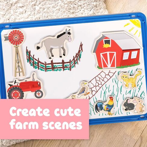 SPARK & WOW Wooden Magnets - Farm - Set of 20 - Magnets for Kids Ages 2+ - Cute Farm Magnets for Fridges, Whiteboards and More in Saudi Arabia