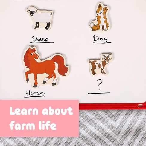 SPARK & WOW Wooden Magnets - Farm - Set of 20 - Magnets for Kids Ages 2+ - Cute Farm Magnets for Fridges, Whiteboards and More in Saudi Arabia