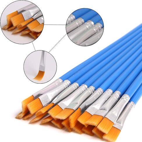 DECYOOL 60 Pcs Paint Brushes, Round Flat Small Brush Bulk for Painting in Kuwait