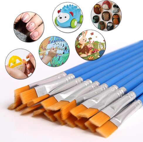 DECYOOL 60 Pcs Paint Brushes, Round Flat Small Brush Bulk for Painting in Kuwait
