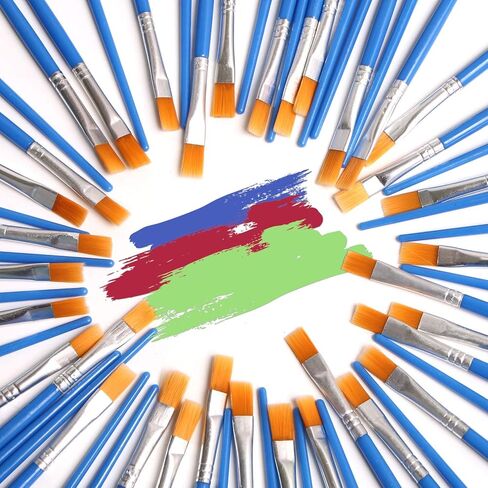 DECYOOL 60 Pcs Paint Brushes, Round Flat Small Brush Bulk for Painting in Kuwait