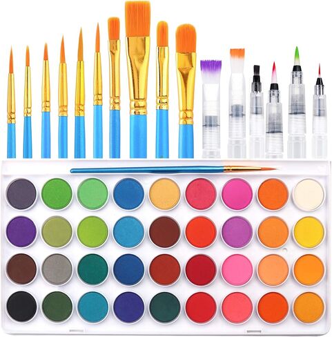 مجموعة ألوان مائية من آرويك، مع طلاء ألوان مائية، 36 لونًا، ومجموعة مكونة من 10 فرش بأحجام مختلفة، أفضل هدية للمبتدئين والأطفال ومحبي الفن. in Kuwait