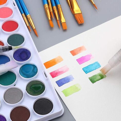 مجموعة ألوان مائية من آرويك، مع طلاء ألوان مائية، 36 لونًا، ومجموعة مكونة من 10 فرش بأحجام مختلفة، أفضل هدية للمبتدئين والأطفال ومحبي الفن. in Kuwait
