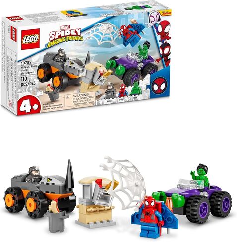 LEGO Marvel Hulk vs. Rhino Monster Truck Showdown 10782, Toy for Kids, Boys and Girls Ages 4 and Up with Spider-Man Minifigure, Stocking Stuffer Idea Inspired by Spidey and His Amazing Friends in Saudi Arabia