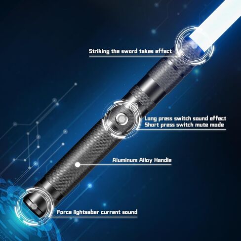 سيف مضيء 15 في 1 للاطفال، مجموعة سيوف ليزر مزدوجة LED مع صوت اف اكس (حساس للحركة) ومقبض فضي واقعي للمقاتلين والمحاربين in Kuwait