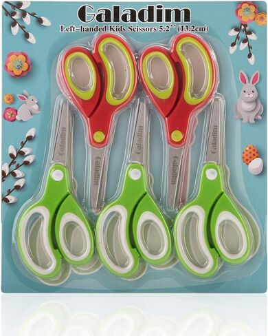 Left-handed Kids Scissors by Galadim (Pack of 5, Rounded-tip, 5.2-Inch) - Lefty Soft Touch Blunt School Student Scissors Shears GD-018-J in Kuwait