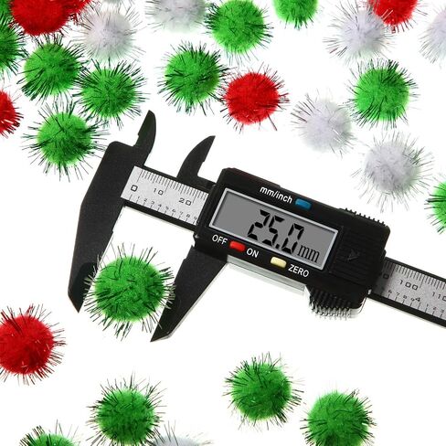 Shappy 500 Pieces Christmas Glitter Pompoms 1 Inch Fuzzy Pom Poms Arts Crafts Making Balls for Hobby Supplies Craft DIY Party Decoration (White) in Kuwait