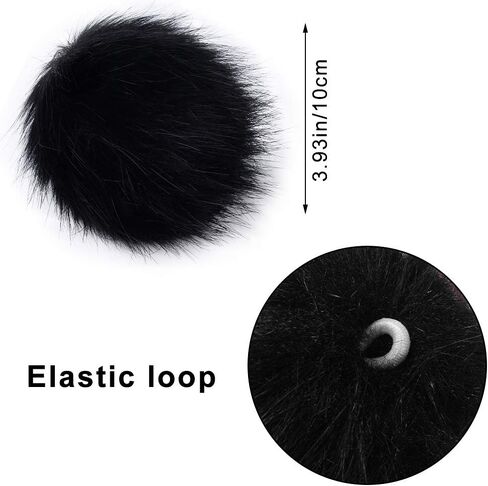 Fur Pom Poms for Hats, 6PCS 4 Inch Faux Fur Pom Pom Balls Fluffy Pompoms for Crafts with Elastic Loop 3 Colors for Keychains Scarves Gloves Bags Knitting Supplies in Kuwait