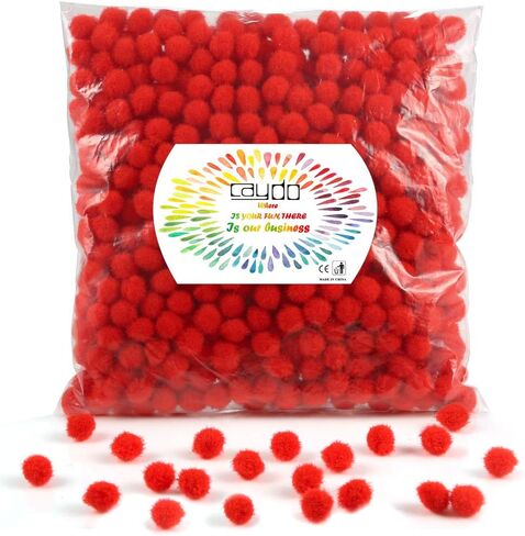 Caydo 600 Pieces Red Pom Poms, 1 cm Mini Pompoms Ball for Christmas Hobby DIY Creative Crafts Decorations in Saudi Arabia
