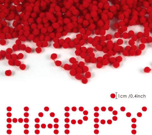 Caydo 600 Pieces Red Pom Poms, 1 cm Mini Pompoms Ball for Christmas Hobby DIY Creative Crafts Decorations in Saudi Arabia