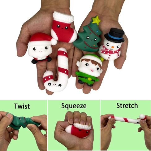 QINGQIU 6 Pack Big Size Christmas Mochi Squishy Toys Squishies for Kids Boys Girls Toddlers Christmas Stocking Stuffers Party Favors Gifts in Kuwait