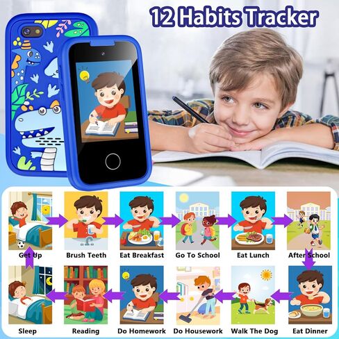 Nikuku Kids الهاتف الذكي للأولاد ديناصور ألعاب الأطفال 3-5 هواتف محمولة مع كاميرا تعمل باللمس مشغل MP3 تعلم اللعب لعبة الهاتف الذكي عيد الميلاد هدايا عيد الميلاد أفكار العمر 3 4 5 6 7 8 9 سنوات (أزرق) in Kuwait