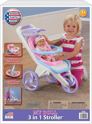 American Plastic Toys Shop with Me Stroller for Toddlers & Kids Ages 2 and Up | 2-in-1 Stroller and Shopping Cart | Made in USA from Safe Plastics | Learn Imaginative Roleplay and Motor Skills in Kuwait