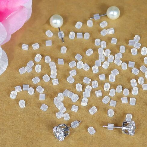 ظهور الأقراط للأذنين الحساسة، 1000 قطعة من السيليكون الشفاف للأقراط للأزرار وخطافات الأقراط وسدادات الأقراط المضادة للحساسية وإكسسوارات المجوهرات in Kuwait