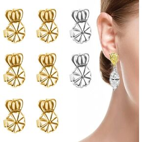FANCY NOVA Earring Lifters Backs, 4 Pairs Secure Earring Backs for Droopy Ears, Hypoallergenic Adjustable Magic Earring Backs Tiara Earring Backs for Heavy Earring (3Gold, 1Silver) in Kuwait