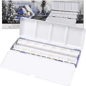 MYARTOOL Empty Watercolor Palette Tins, Metal Watercolor Tin Palette Paint Case with Fold-Out Palette Holds 48 Half Pans for DIY Watercolor Travel Palette, Acrylic Painting