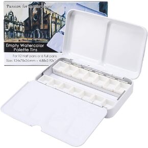 MYARTOOL Empty Watercolor Palette Tins, Metal Watercolor Tin Palette Paint Case with Fold-Out Palette Holds 48 Half Pans for DIY Watercolor Travel Palette, Acrylic Painting in Kuwait