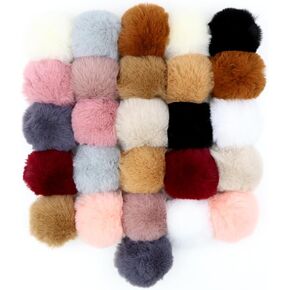 26 قطعة من كرات بوم بوم من فرو الثعلب الصناعي DIY من فرو بوم بوم مع حلقة مرنة للقبعات وسلاسل المفاتيح والأوشحة والقفازات والحقائب الساحرة وإكسسوارات الحياكة (متعددة الألوان) in Kuwait
