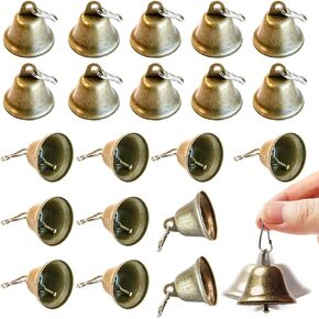 Craft Bells,20PCS Jingle Bells Brass Bells for Crafts with Spring Hooks Hanging Bells for Dog Potty Training Doorbell Wedding Decor Christmas DIY Favor,1.65 x 1.5 Inch